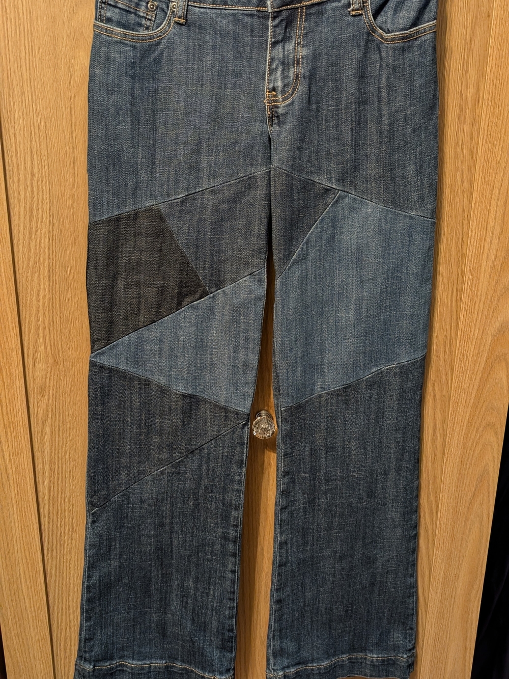 Stetson Patchwork Wide-Leg Jeans in Blue Denim